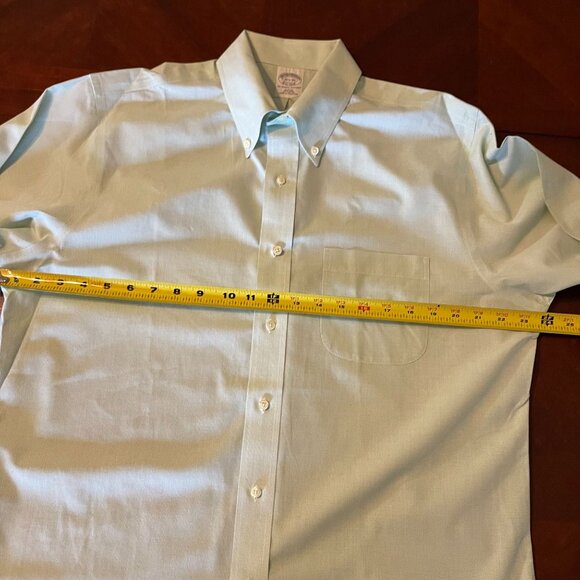 Brooks Brothers‎ Mens Slim Fit Non-Iron Button-Down Shirt 16 1/2 - 34 Green - Picture 13 of 16